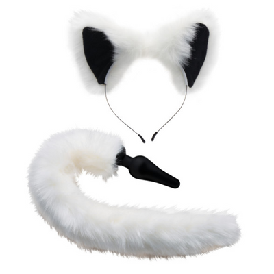 Tailz Anal Plug & Ears Set White Fox