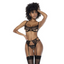 Black 3pc Set w Bra Garter Belt & Thong L/XL - OSAS