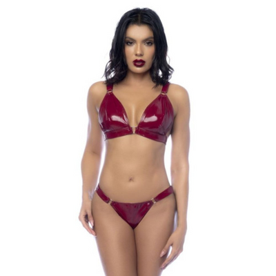 Wet Look Vinyl 2pc Set Gloss Wine S