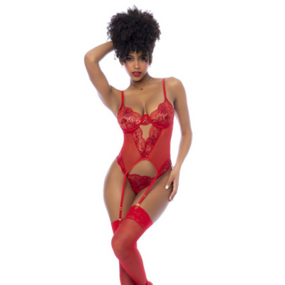 Red 2pc Set w Matching Thong S/M