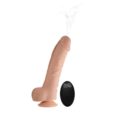 8.5in Dual Density Squirting Dildo Light Skin Tone w Remote