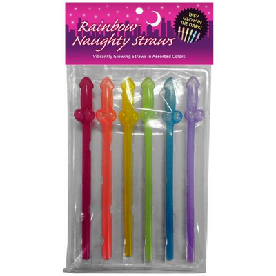 Glow-In-The-Dark Rainbow Naughty Straws