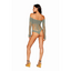 Dreamgirl Seamless Long Sleeve Teddy with Removeable Gold Halter Chain Sage - One Stop Adult Shop