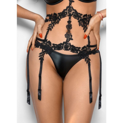 Stretch Wetlook Strappy G-String Black - OSAS