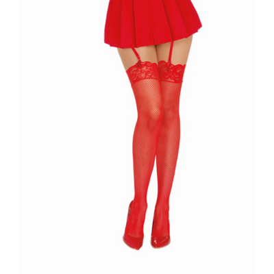 Dreamgirl Thigh High Fishnet Stockings Red - One Stop Adult Shop