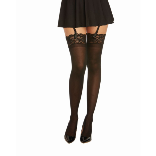 Dreamgirl Thigh High Sheer Lace Stockings Black - One Stop Adult Shop