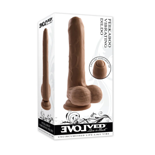 Evolved Peek A Boo Vibrating Dildo Dark - One Stop Adult Shop