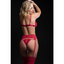 Bra, Garter Belt, Thong & Stockings 4 Pc Set Red - One Stop Adult Shop