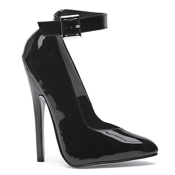 Fetish Pump w Ankle Strap Black 6in Size 9 - One Stop Adult Shop