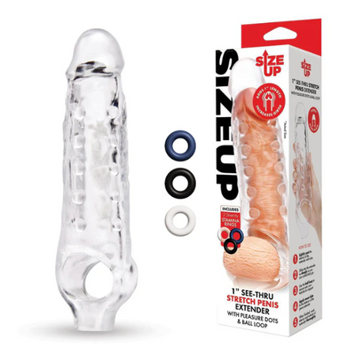 Size Up 1 Inch See-Thru Stretch Penis Extender