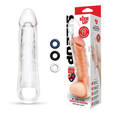 Size Up 3in See-Thru Penis Extender with Ball Loop - OSAS