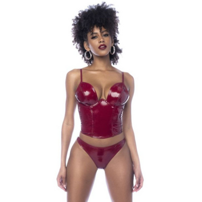 Wet Look Vinyl 2pc Set Gloss Wine M - OSAS