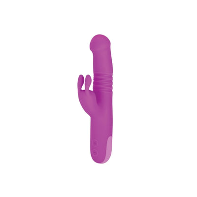 Trio Thruster 9in Silicone 3 in 1 Rechargeable Rabbit Vibrator Pink - OSAS