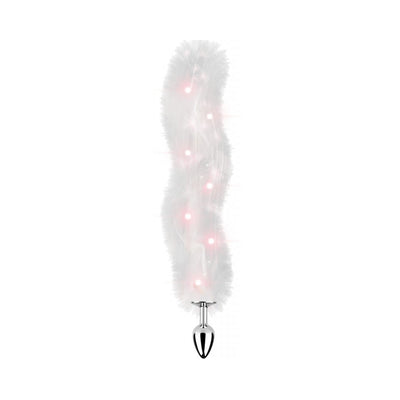 Foxy Tail Light Up Faux Fur Butt Plug White - OSAS