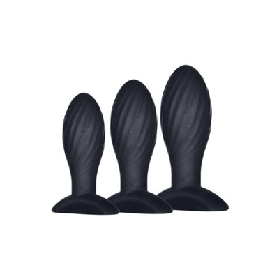 Kick Up 3 in 1 Silicone Anal Training Set Black 5A - OSAS