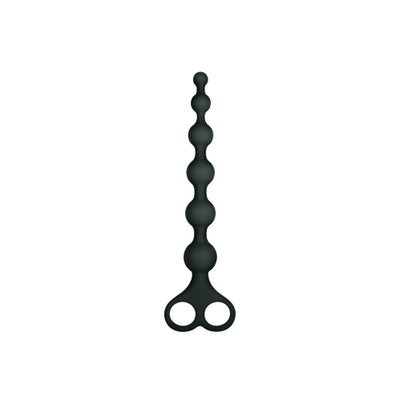 8" Ribbed Silicone Anal Beads Black