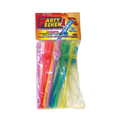 Party Pecker Straws Neon Colors 10pk - OSAS