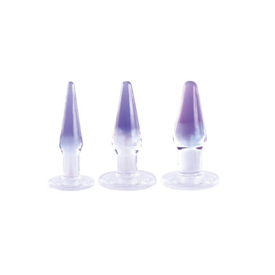 Glitzy Trainer 3 in 1 PVC Anal Plug Kit 4.5in Purple - OSAS