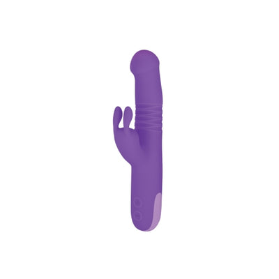 Trio Thruster 9" Silicone 3 in 1 Rechargeable Rabbit Vibrator Purple