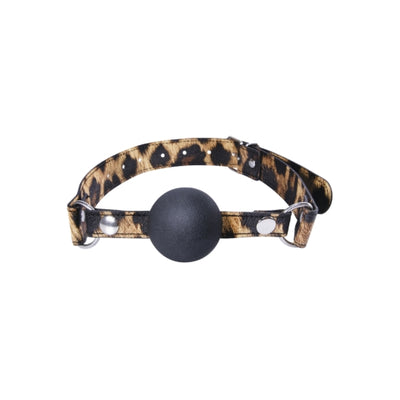 Leopard PU Leather with Silicone Ball Gag - OSAS