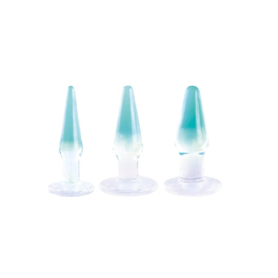 Glitzy Trainer 3 in 1 PVC Anal Plug Kit 4.5" -  Transparent Green