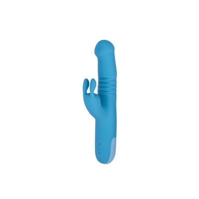 Trio Thruster 9" Silicone 3 in 1 Rechargeable Rabbit Vibrator Teal