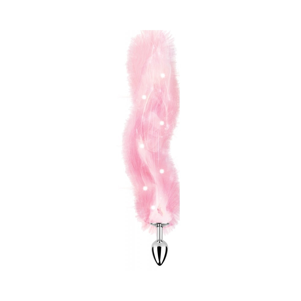 Foxy Tail Light Up Faux Fur Butt Plug Pink