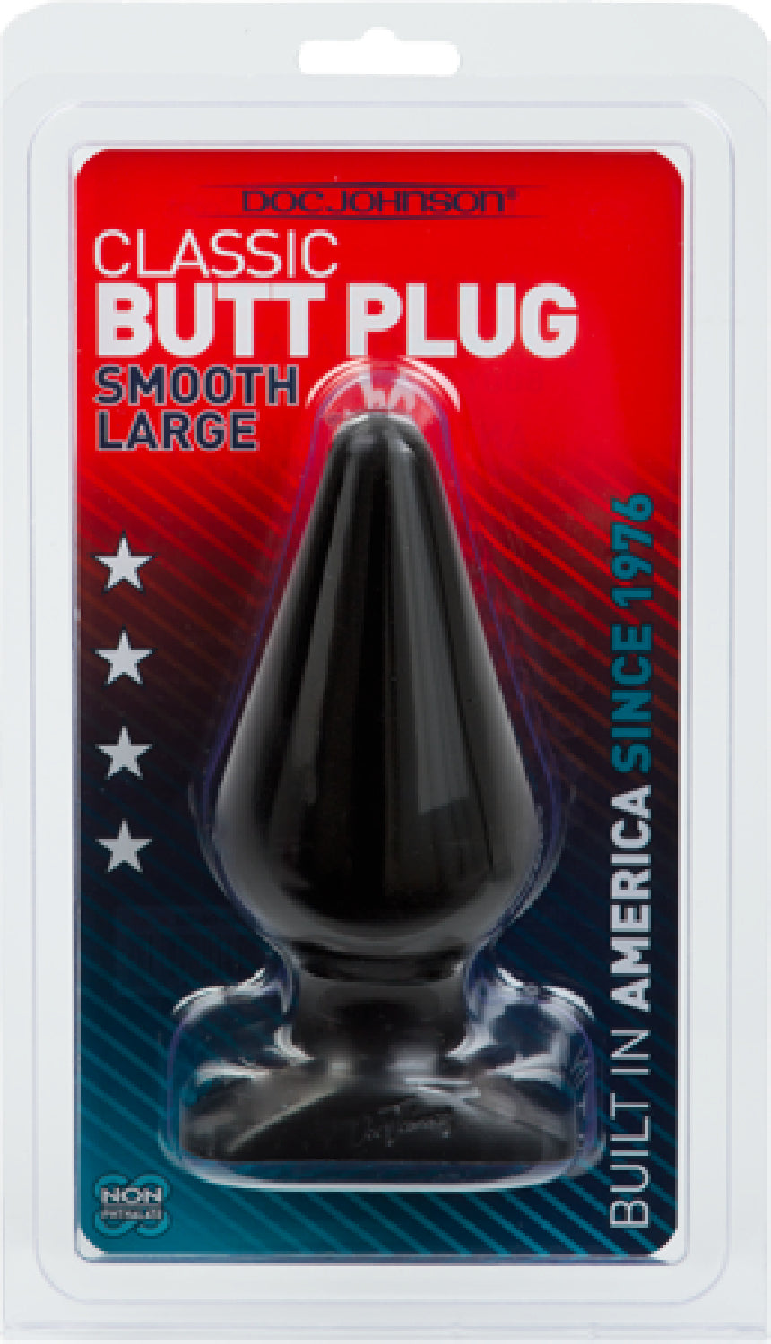 Doc Johnson Classic Butt Plug Smooth Large Black - One Stop Adult Shop