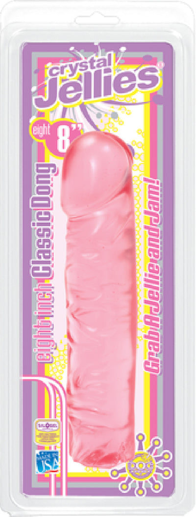 Doc Johnson's Crystal Jellies - 8" Classic Dong (Pink) - One Stop Adult Shop