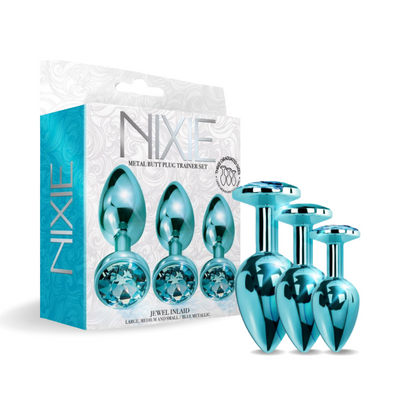 NIXIE Metal Butt Plug Trainer Set Metallic Blue - One Stop Adult Shop