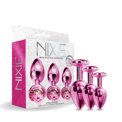 NIXIE Metal Butt Plug Trainer Set Metallic Pink - One Stop Adult Shop