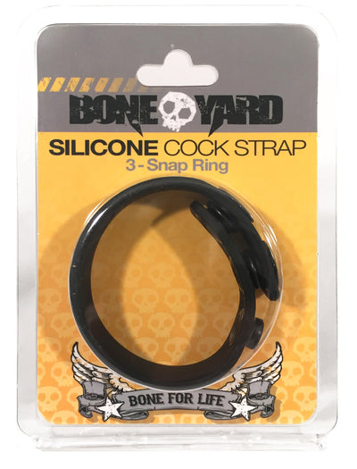 Boneyard - Silicone Cock Strap  3 Snap Ring (Black) - One Stop Adult Shop