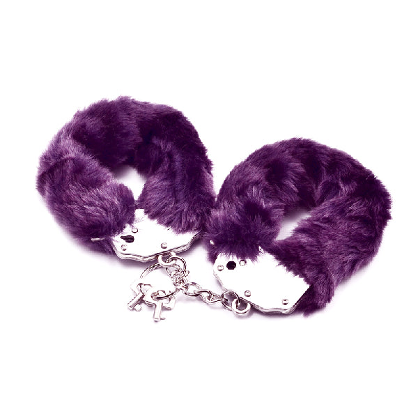 Fetish Pleasure Fluffy Hand Cuffs Purple - One Stop Adult Shop