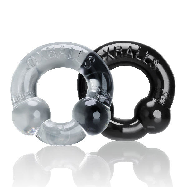 Ultraballs 2 Pack Cockring Black And Clear - One Stop Adult Shop