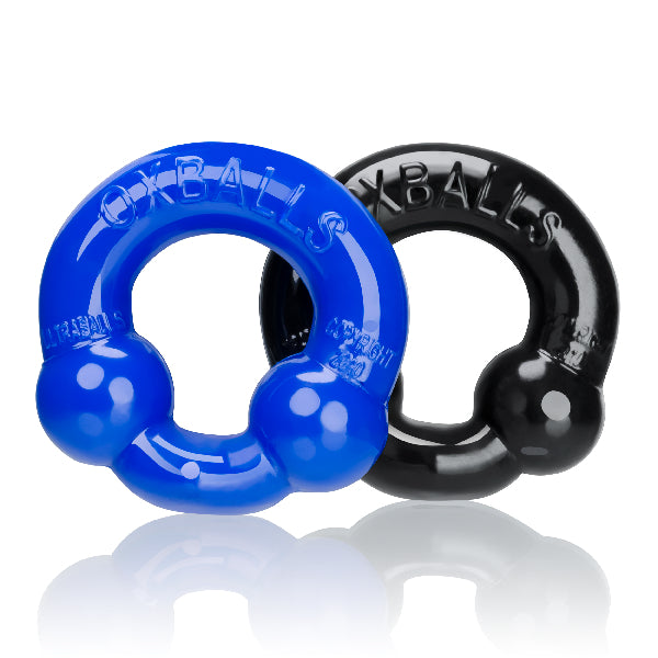 Ultraballs 2 Pack Cockring Black And Police Blue - One Stop Adult Shop