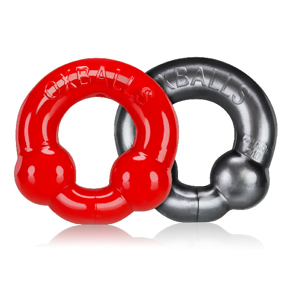 Ultraballs 2 Pack Cockring Steel And Red - One Stop Adult Shop