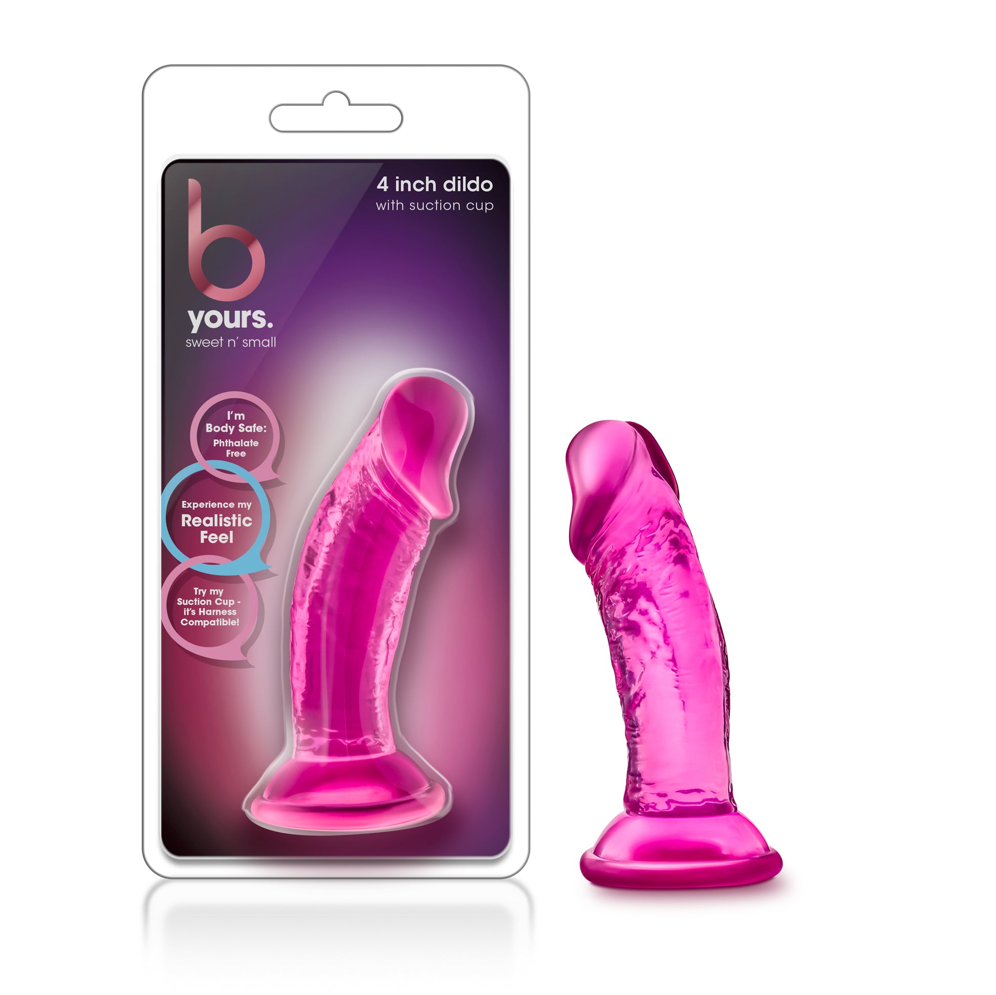 B Yours - Sweet N Small Dildo 4" with Suction Cup (Pink) - One Stop Adult Shop