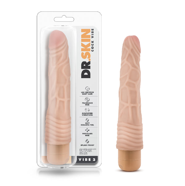 Dr Skin Cock Vibe 2 9in Vibrating Cock Beige - One Stop Adult Shop