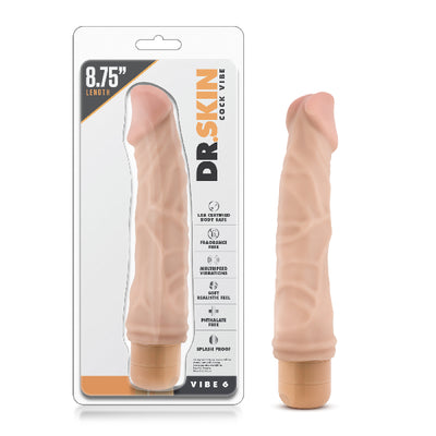 Dr Skin Cock Vibe 6 8.5in Vibrating Cock Beige - One Stop Adult Shop