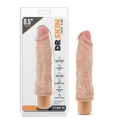 Dr Skin Cock Vibe 10 8.5in Vibrating Cock Beige - One Stop Adult Shop