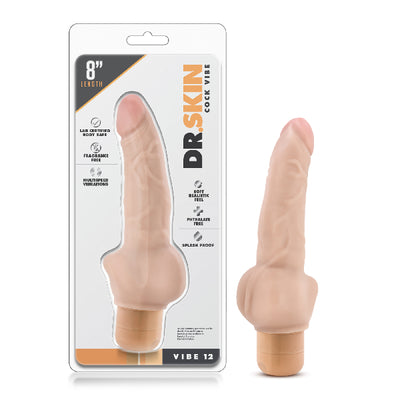 Dr Skin Cock Vibe 12 8in Vibrating Cock Beige - One Stop Adult Shop