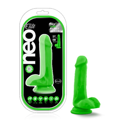 Neo Elite 6in Silicone Dual Density Cock with Balls Neon Green - One Stop Adult Shop