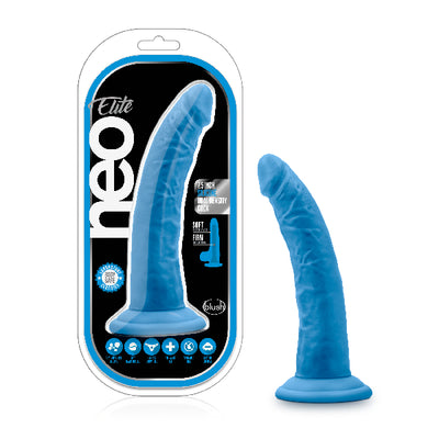 Neo Elite 7.5in Silicone Dual Density Cock Neon Blue - One Stop Adult Shop