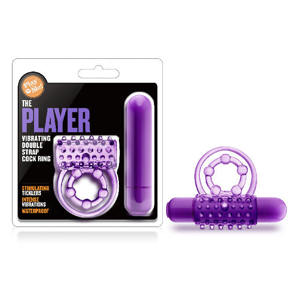 Play With Me The Player Vibrating Double Strap Cock Ring Purple - One Stop Adult Shop
