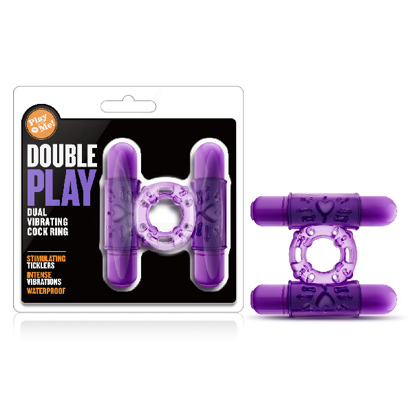 Play With Me Double Play Dual Vibrating Cock Ring Purple - One Stop Adult Shop