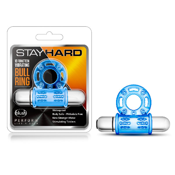 Stay Hard 10 Function Vibrating Bull Ring Blue - One Stop Adult Shop