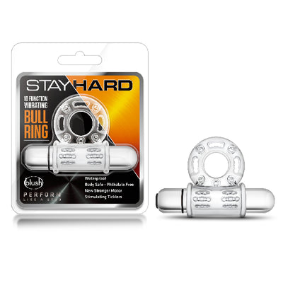 Stay Hard 10 Function Vibrating Mega Bull Ring Clear - One Stop Adult Shop