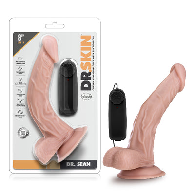 Dr Skin Dr Sean 8in Vibrating Cock with Suction Cup Vanilla - One Stop Adult Shop