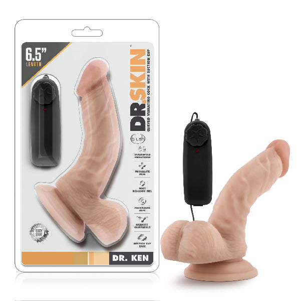 Dr Skin Dr Ken 6.5 Inch Vibrating Cock with Suction Cup Vanilla - One Stop Adult Shop