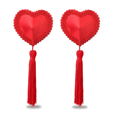 Reusable Red Heart Tassels Nipple Pasties - One Stop Adult Shop